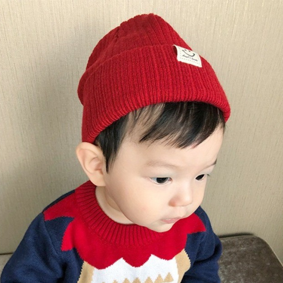 Beanie Cartoons de Lana Suave para Bebés | Rojo