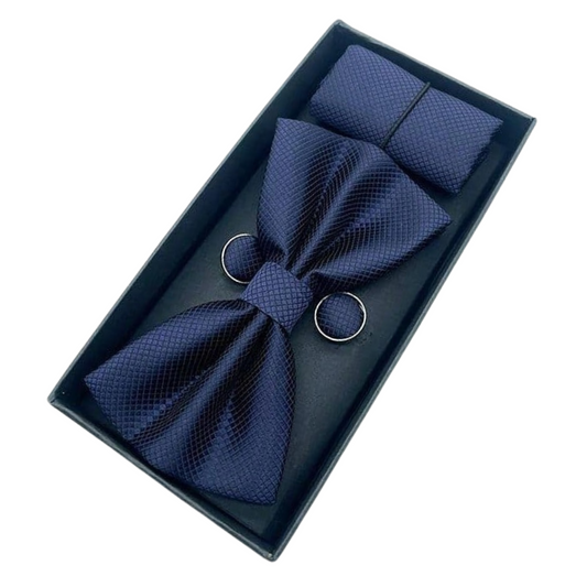 Set Houston: Corbata Michi, Pañuelo y Gemelos | Azul Marino