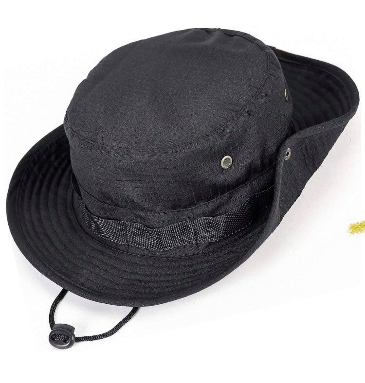 Sombrero Safari Pescador 3 en 1 Plegable Cinta - Negro