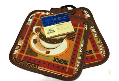 Agarradera Cocina Decoracion Manopla Pack 2 Cafeteria - Marron