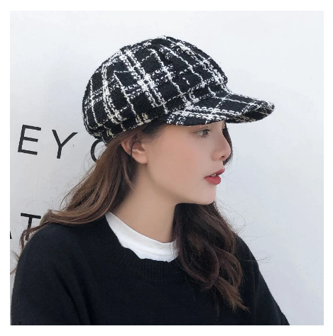 Boina Gorra Edith Estilo Trend - Blanco y negro