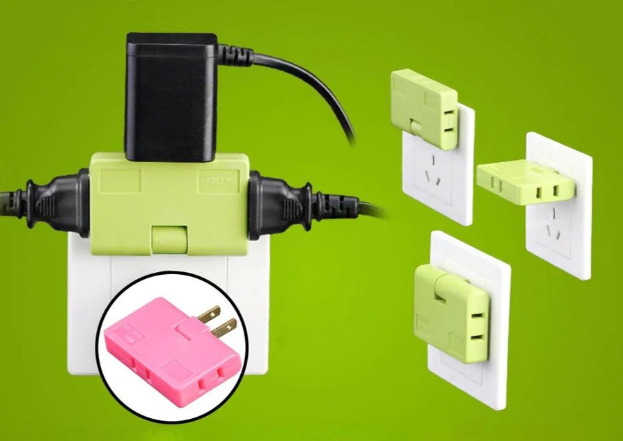 Set de 2 Adaptador de Tres Enchufes Giratorio 180 grados