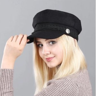 Boina Militar Inglesa Pana para mujer | Negro