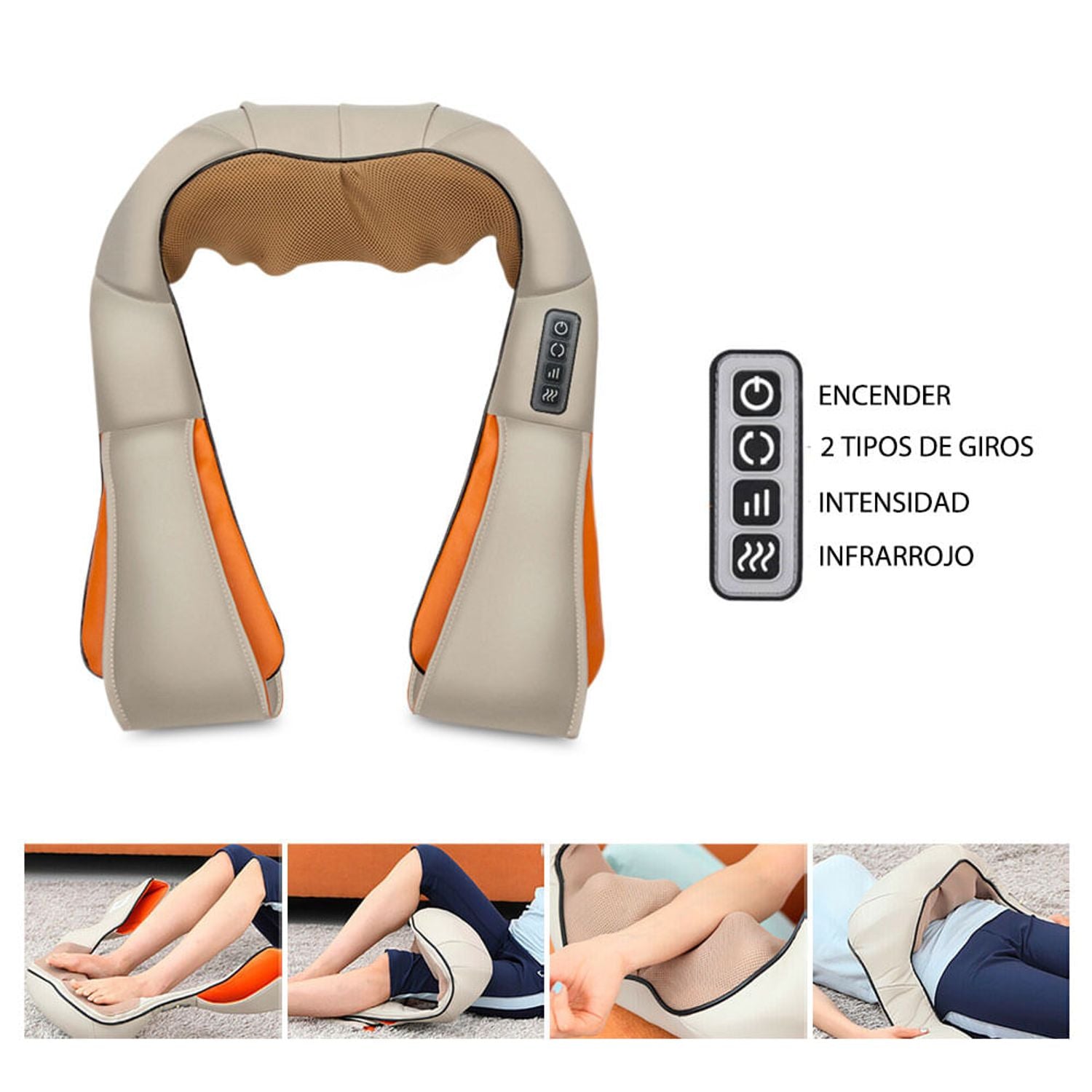 Masajeador Espalda Hombro Cuello Calor 3d Infrarrojo Shiatsu